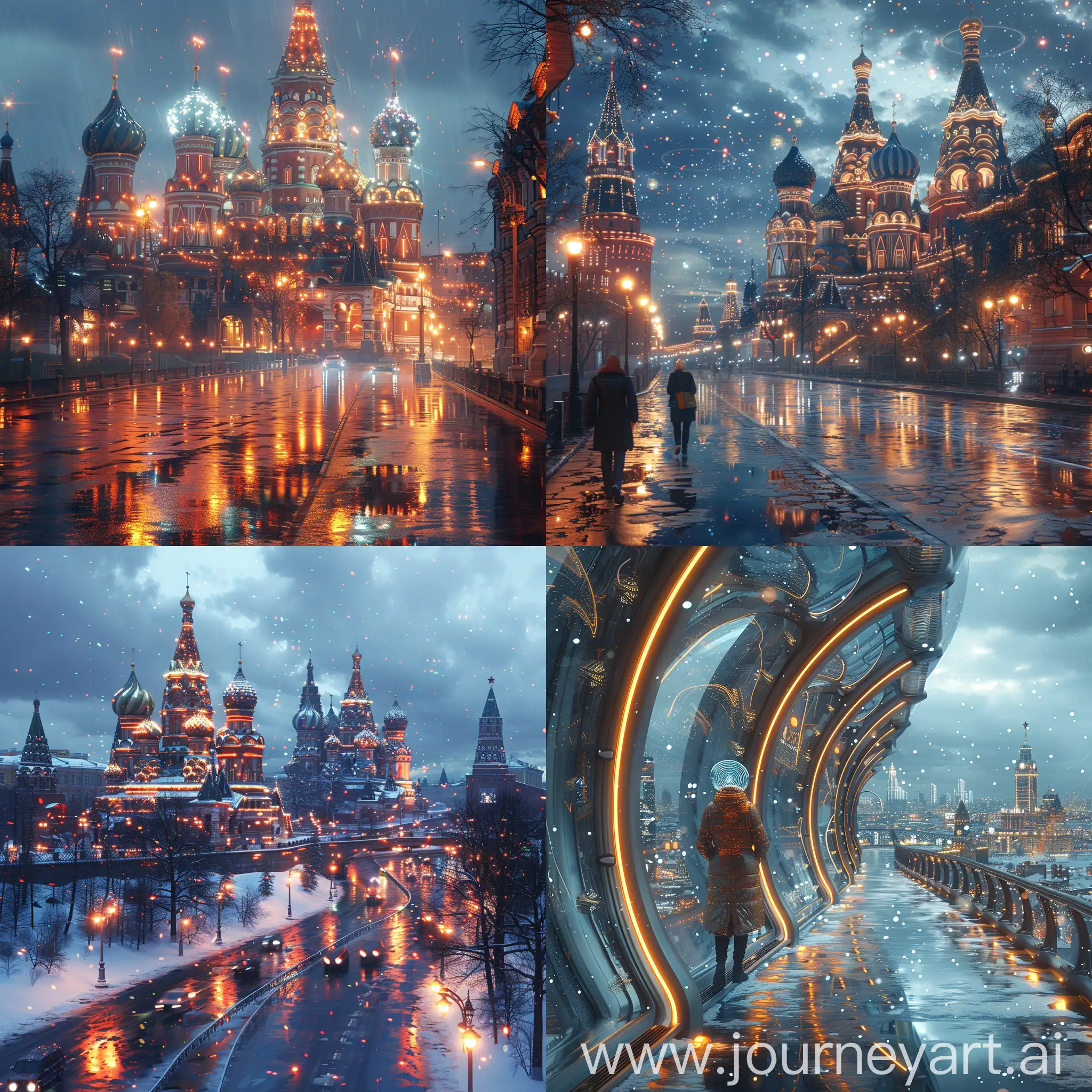 Futuristic Moscow, holographic effects, octane render --stylize 1000