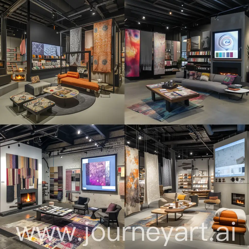 Luxurious-Fabric-Showroom-Interior-with-Industrial-Touch