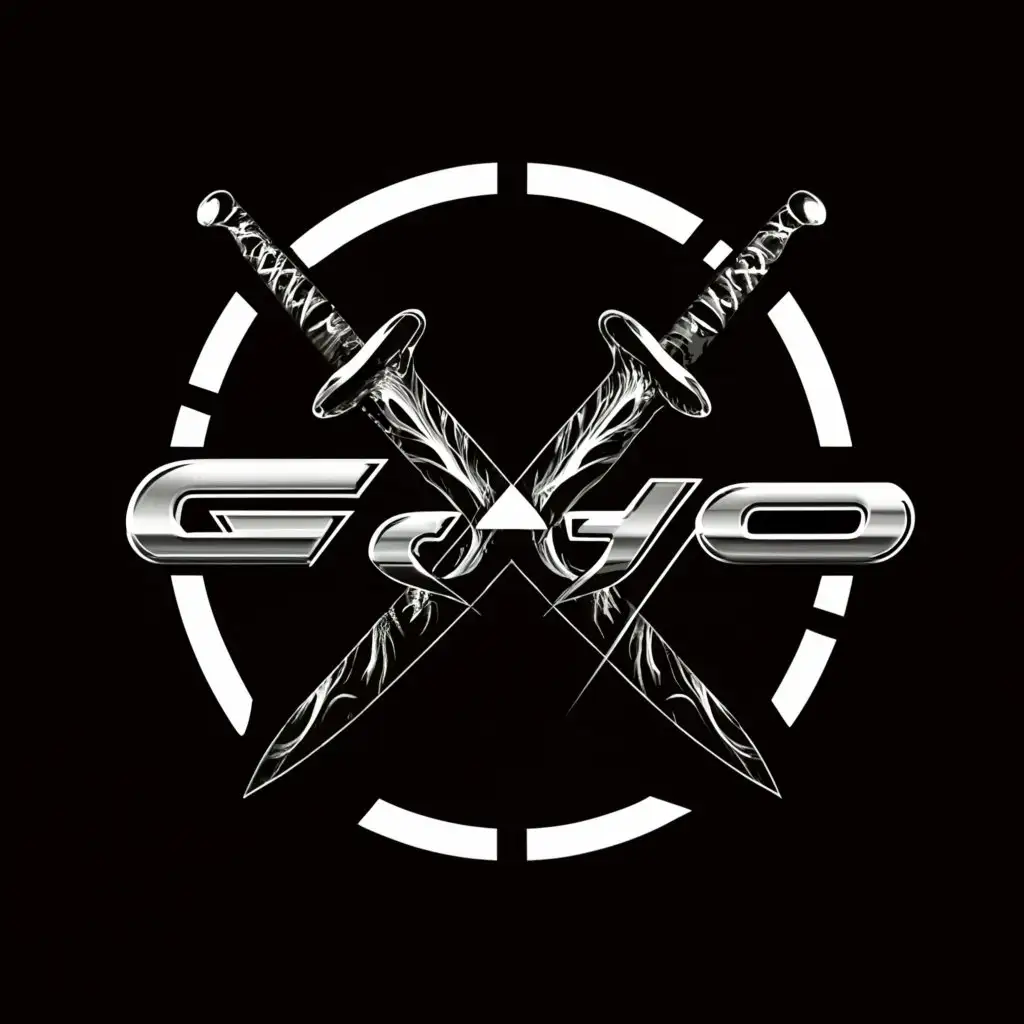 a logo design,with the text "GEO", main symbol:a dagger with a glint and a circle, something like a cool clan picture, that resembles samurai ninjas hunters,complex,be used in Entertainment industry,clear background