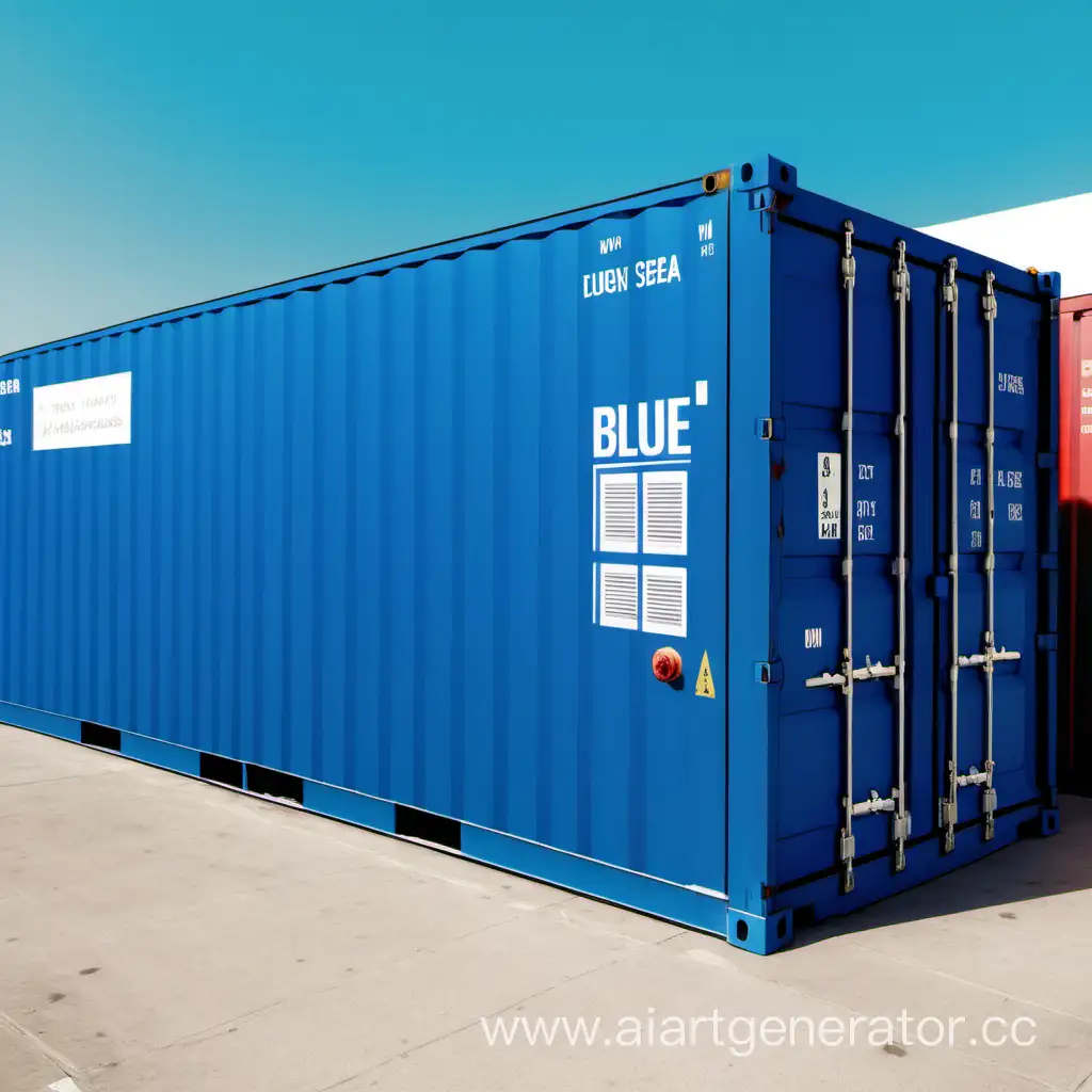 Blue sea container in full shot