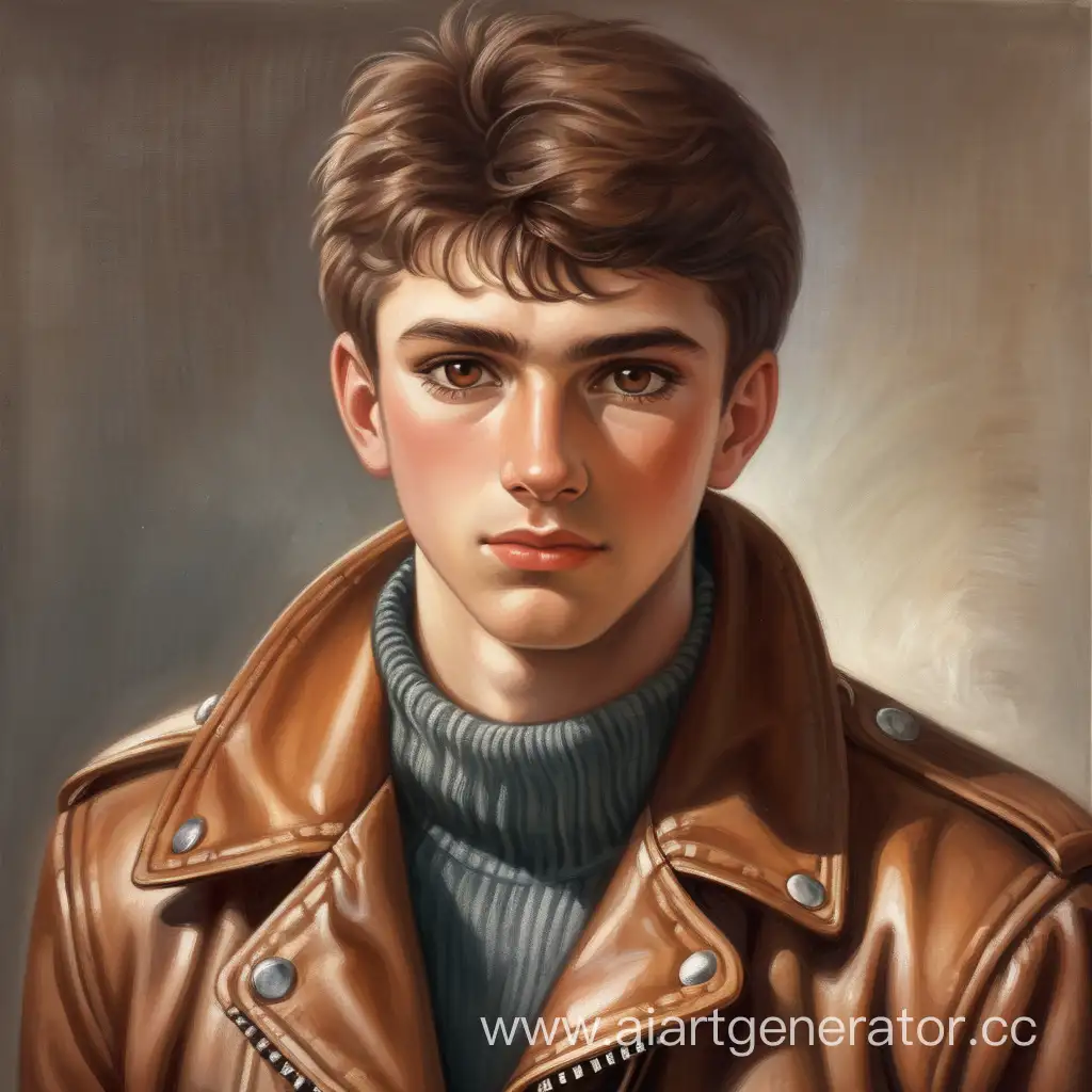Young-Man-in-Brown-Leather-Jacket-Soviet-Style-Portrait
