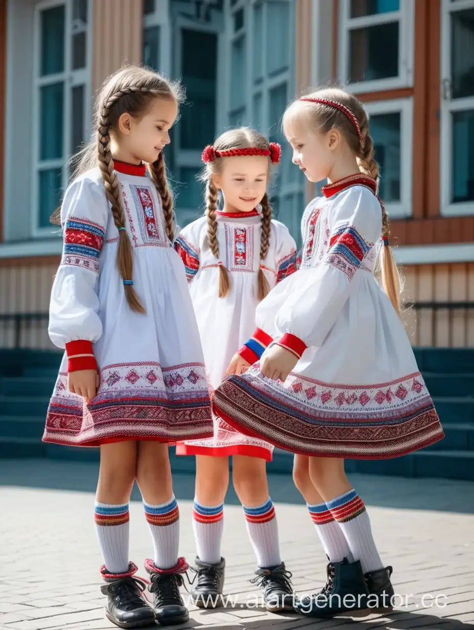 Russian-Girls-Playing-Elastic-in-Traditional-Dresses-and-Braids