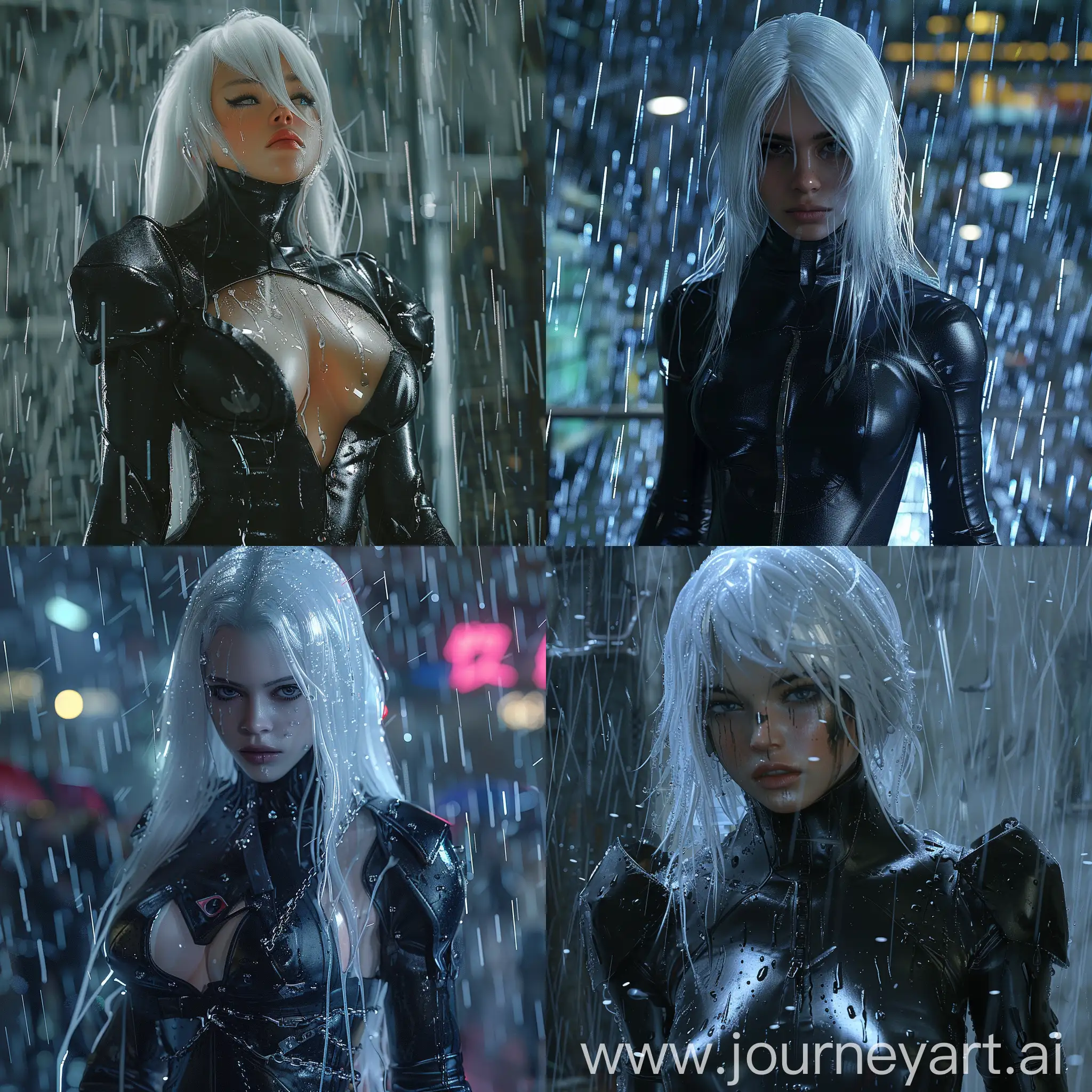 girl with white hair and black leather outfit in the rain, 8 k realistic digital art, great digital art with details, cinematic realistic portrait, beautiful digital artwork, photorrealistic concept art, emotional concept art, 8k high quality detailed art, ultra realistic concept art, akihiko yoshida. unreal engine, realistic digital art 4 k, realistic digital art 4k