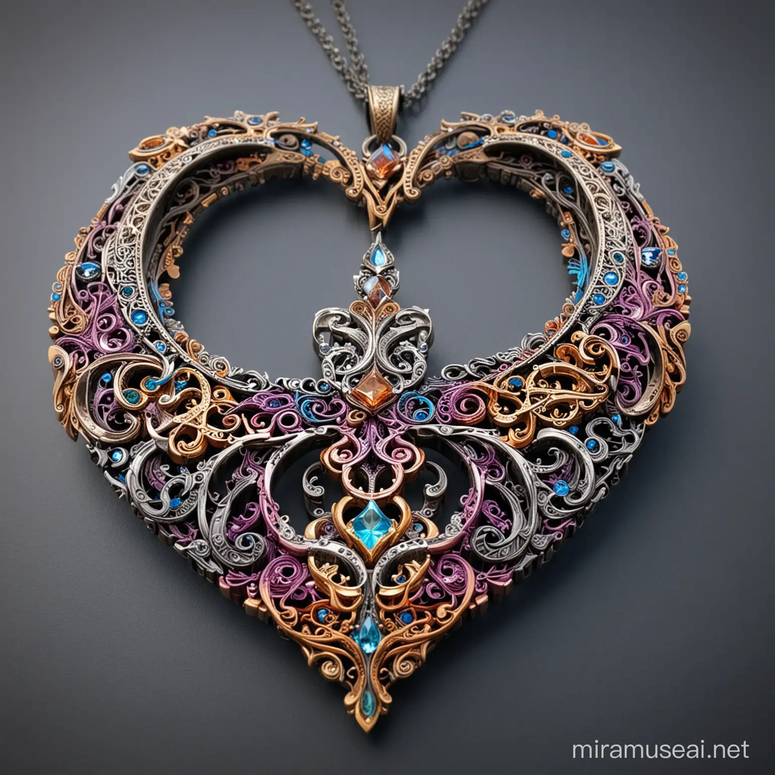 Infinite knowledge necklace , extremely detailed , intricate , sharp lines , fantasy jewellery , magical , colourful