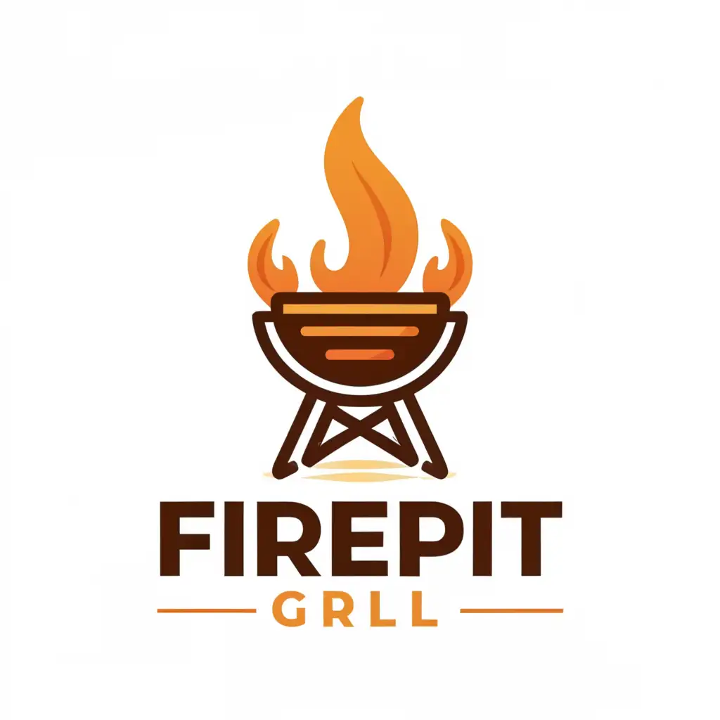 a logo design,with the text "FirePit Grill", main symbol:Grill on fire,Moderate,be used in Restaurant industry,clear background