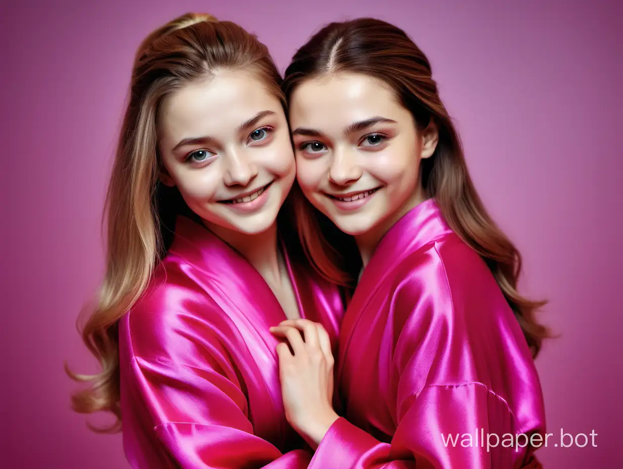 Figure-Skaters-Julia-Lipnitskaya-and-Evgenia-Medvedeva-Embrace-in-Pink-Silk-Robes