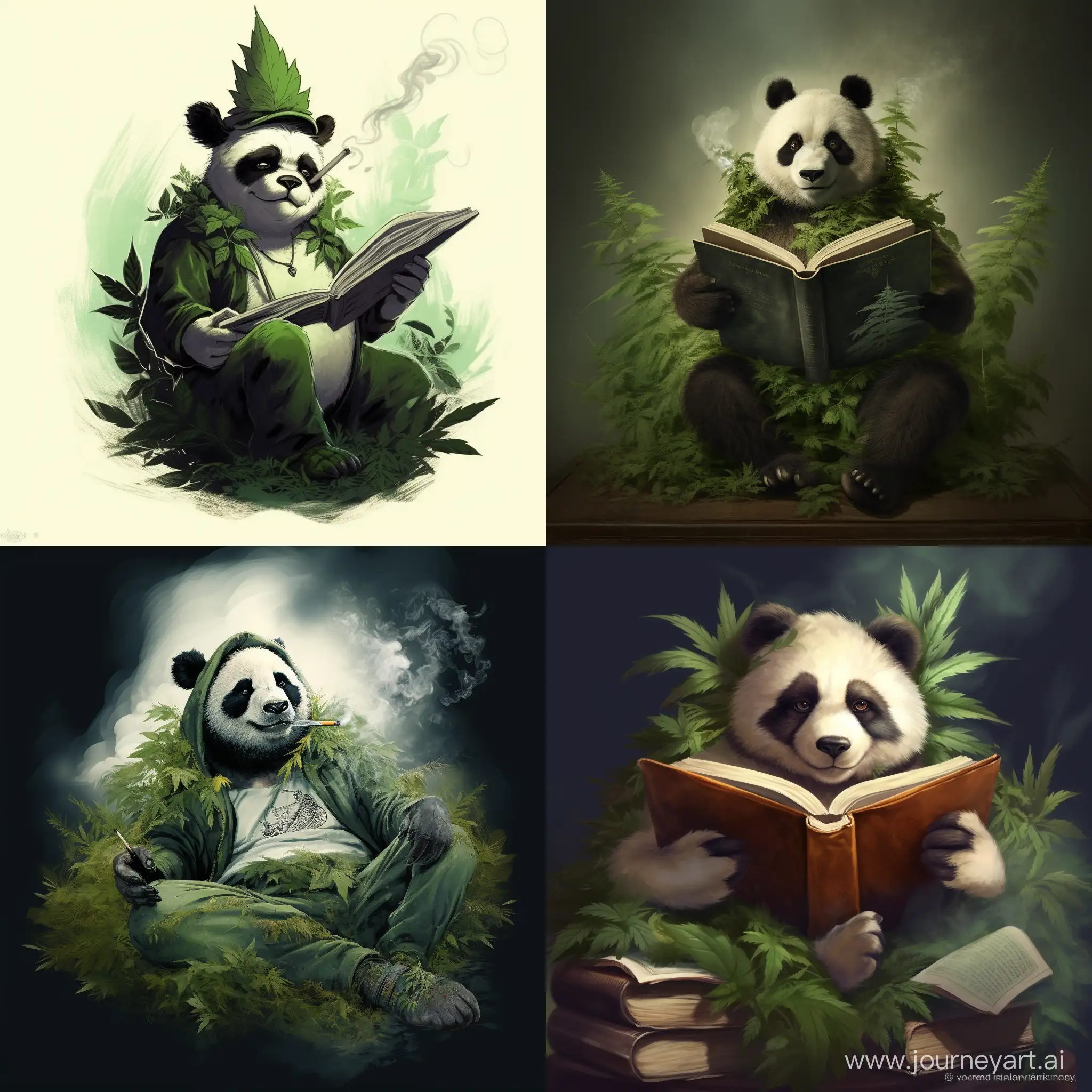 a panda bear smoking a joint sitting on the physical text G A R D E N S O C I E T Y. make the panda more cartoony and no clothes just fur. I want the panda to look happy 

