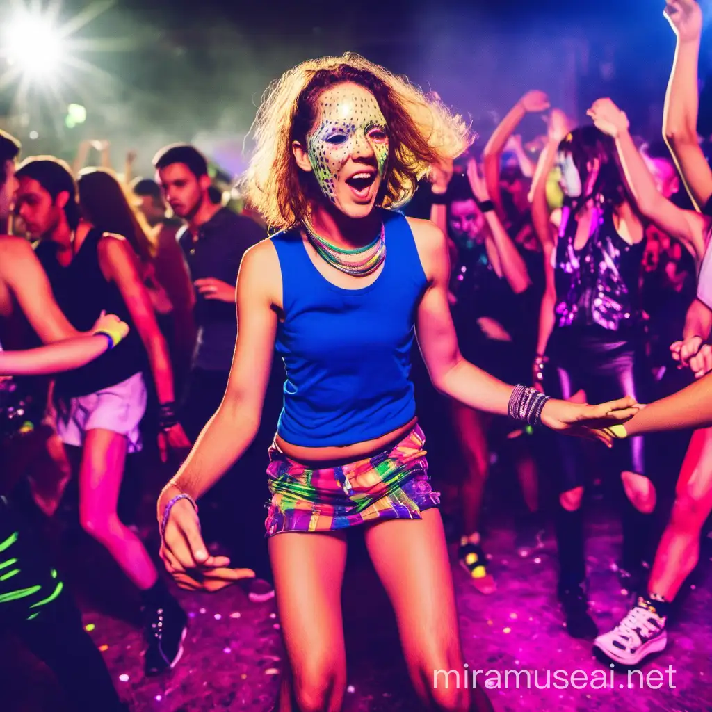 Solo Dancer Grooving at Vibrant Rave Party