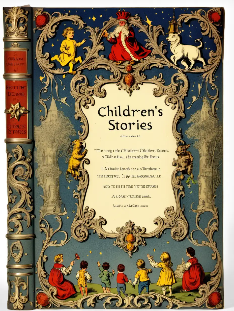 Ornate Childrens Bedtime Stories Book Back Cover Illustration