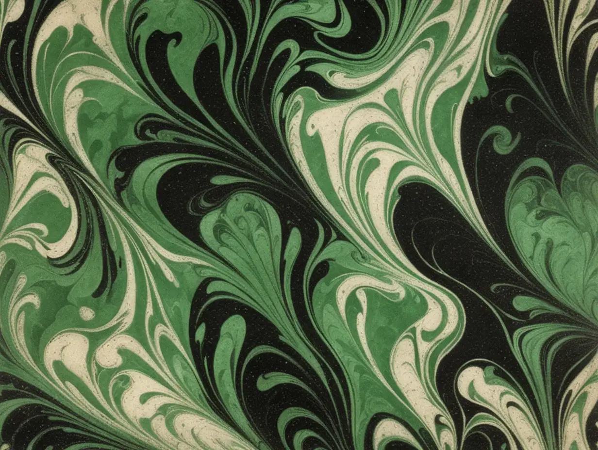 Antique Vintage Paper with Black and Green Marbled Texture