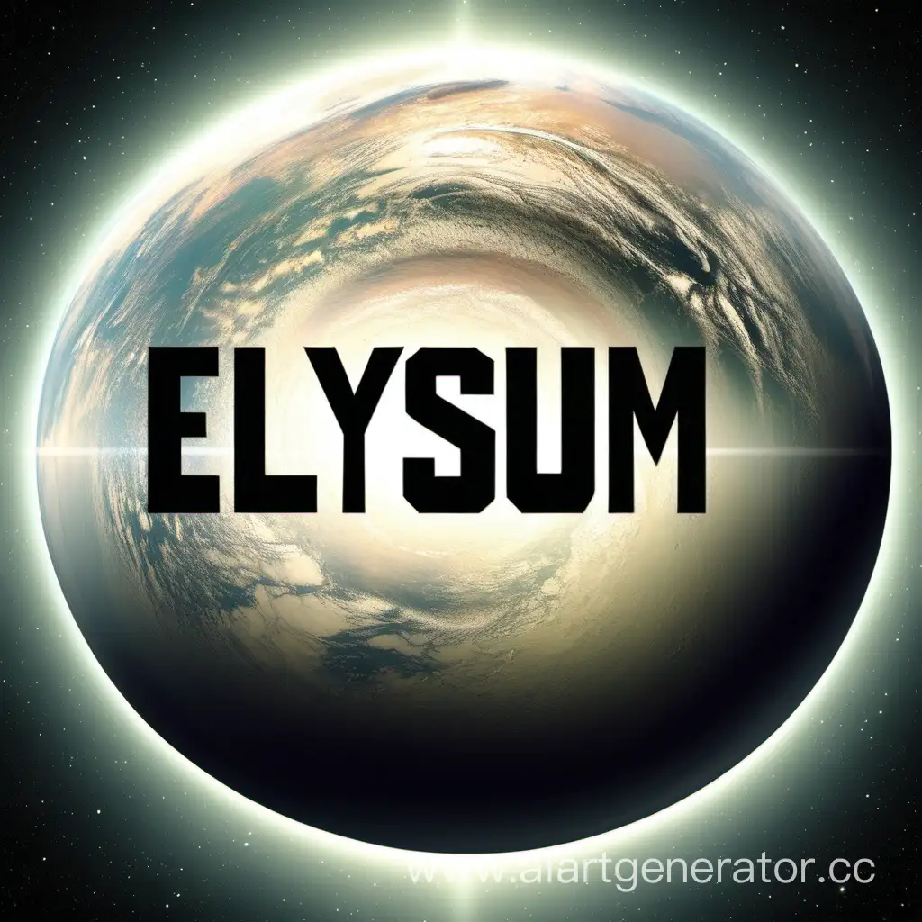 планета с текстом Elysium который огибает её


