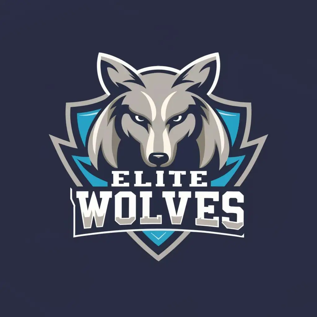 logo, WOLF, with the text "ELITE WOLVES", typography, be used in Sports Fitness industry