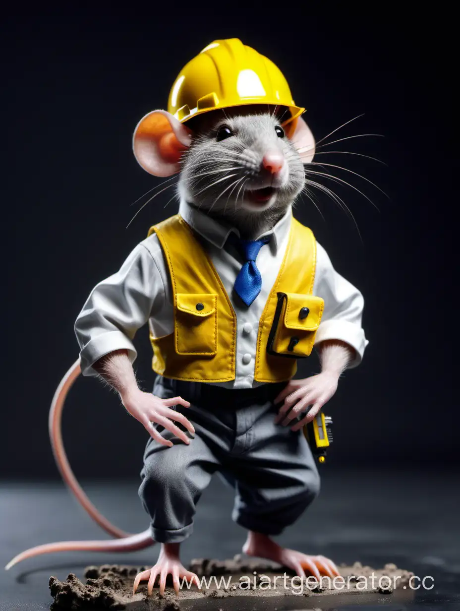 Крыса инженер строитель в желтой каске