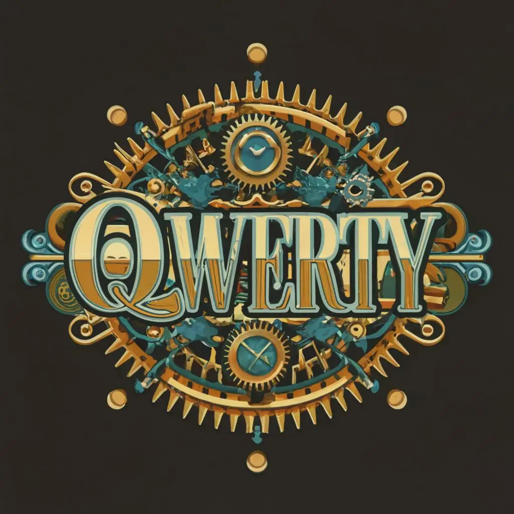 """
logo, logo, vector steampunk style TRANSPARENT BACKGROUND ,with the text "QWERTY.", typography, bright vibrant colors . ultra sharp 3mm outlined lettering and image, full color image fill , ultra-detailed images with sharp lines and textures, capturing every detail with precision, ultra fine sharp outlined image , no copyright, no watermark, , , with the text ".", typography
"""