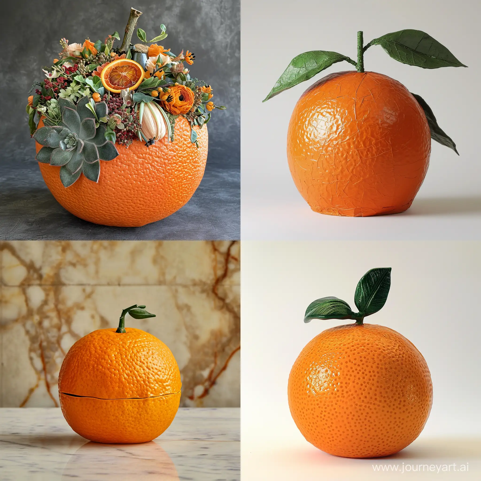Give me the most creative packaging of decorative stuff in size of a big orange