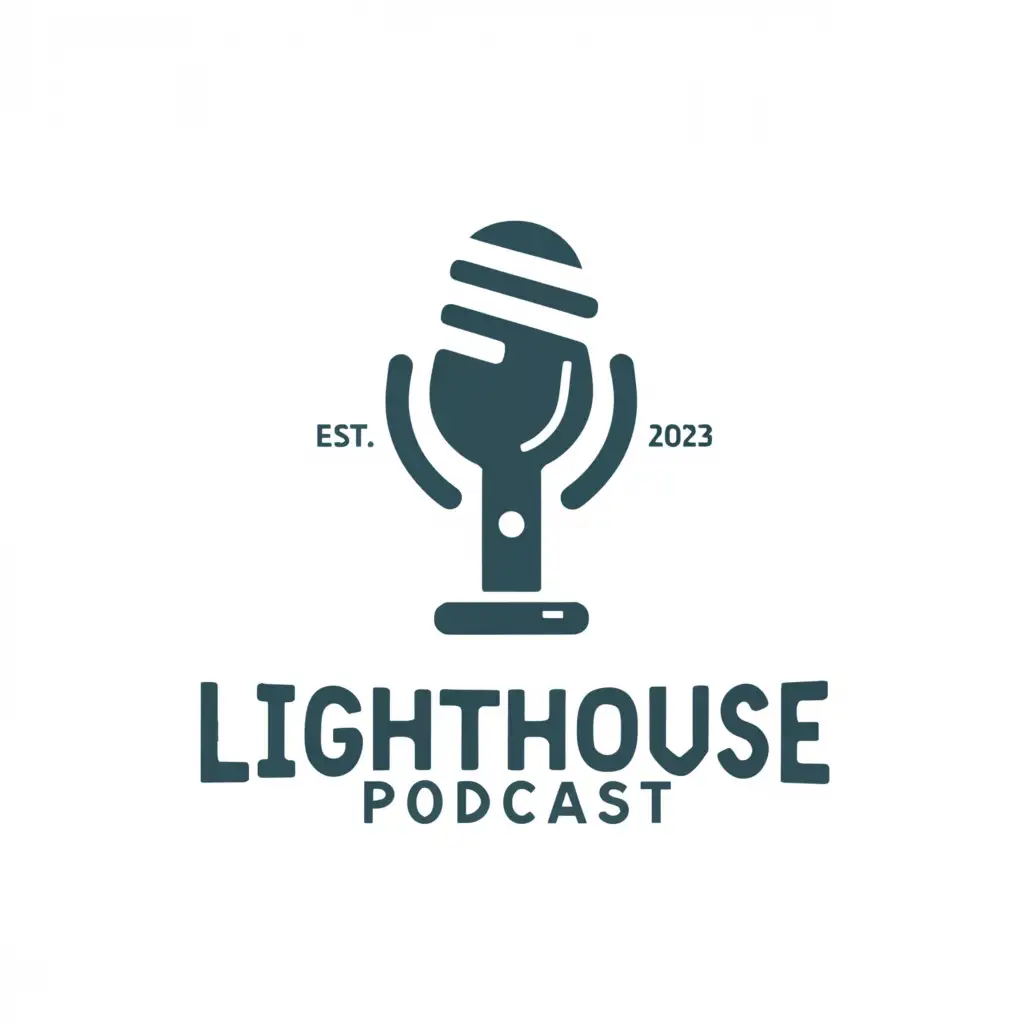 a logo design,with the text 'Lighthouse Podcast', main symbol:microphone and cross, LP,Moderate,be used in Technology industry,clear background. add EST 2022