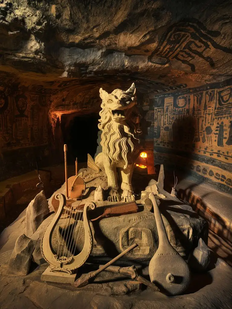 Historic-Cave-Dwelling-with-Sculptural-Art-and-Antique-Musical-Instruments