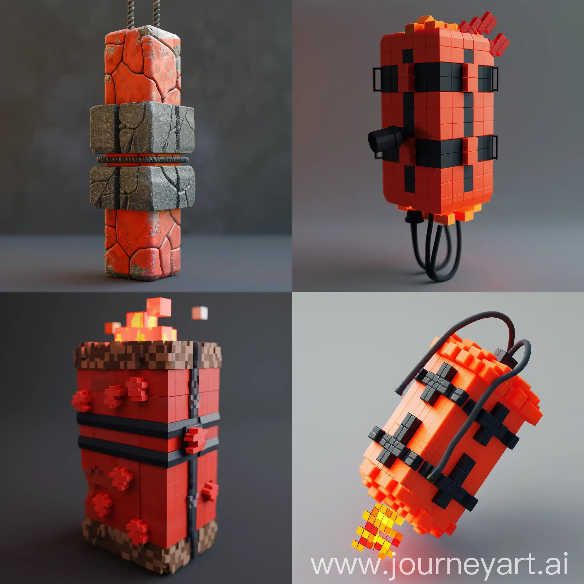 Realistic-Minecraft-Dynamite-Exploding-Block-in-Pixelated-World