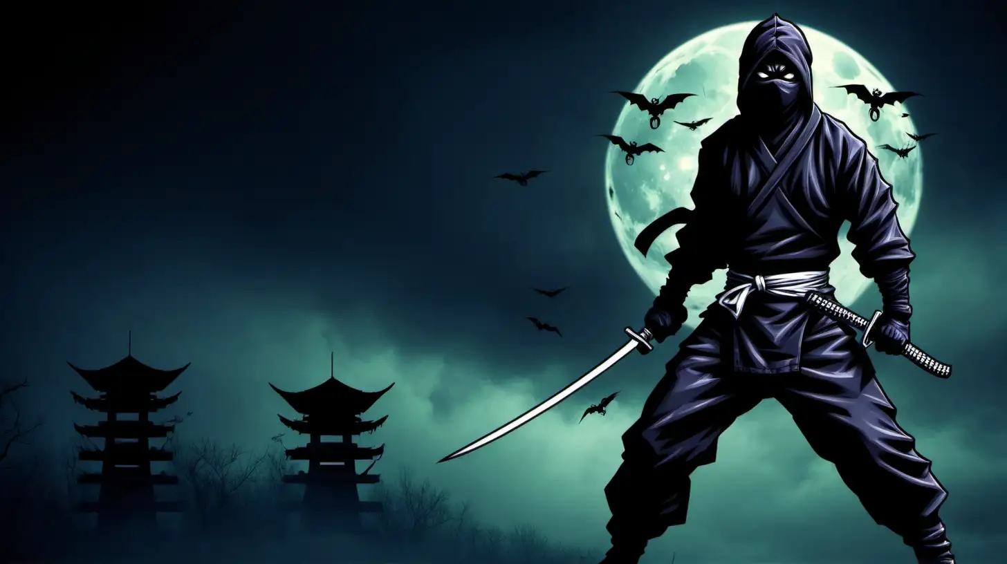 Stealthy Encounter Mysterious Psycho Ninja in Moonlit Ambush