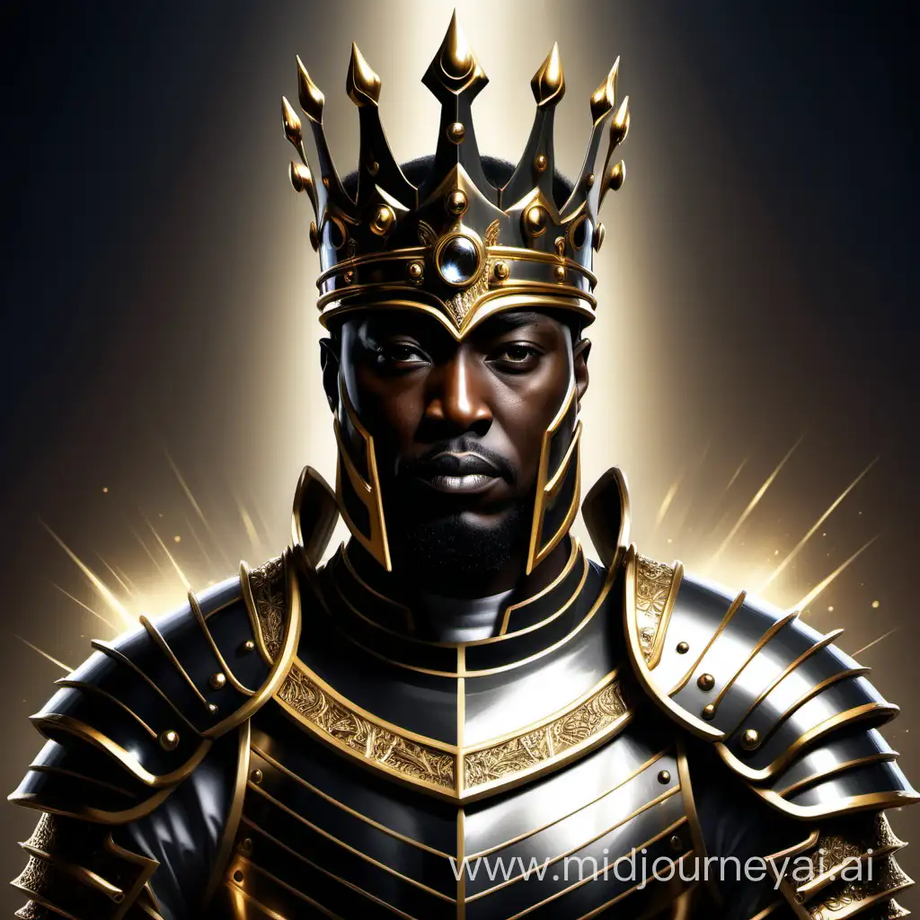 Shining Black King in Golden Armor Symbol of Wisdom and Power