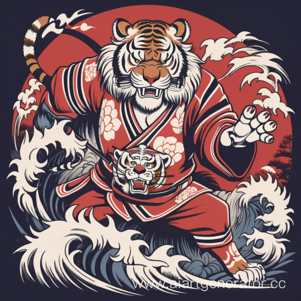 Kabuki-Theater-Aesthetic-TShirt-Tiger-and-Lion-Dramatic-Combat-Scene-in-8K-Full-UHD