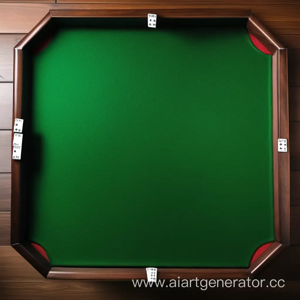 Пустой карточный игровой стол из зелёного сукна вид сверху