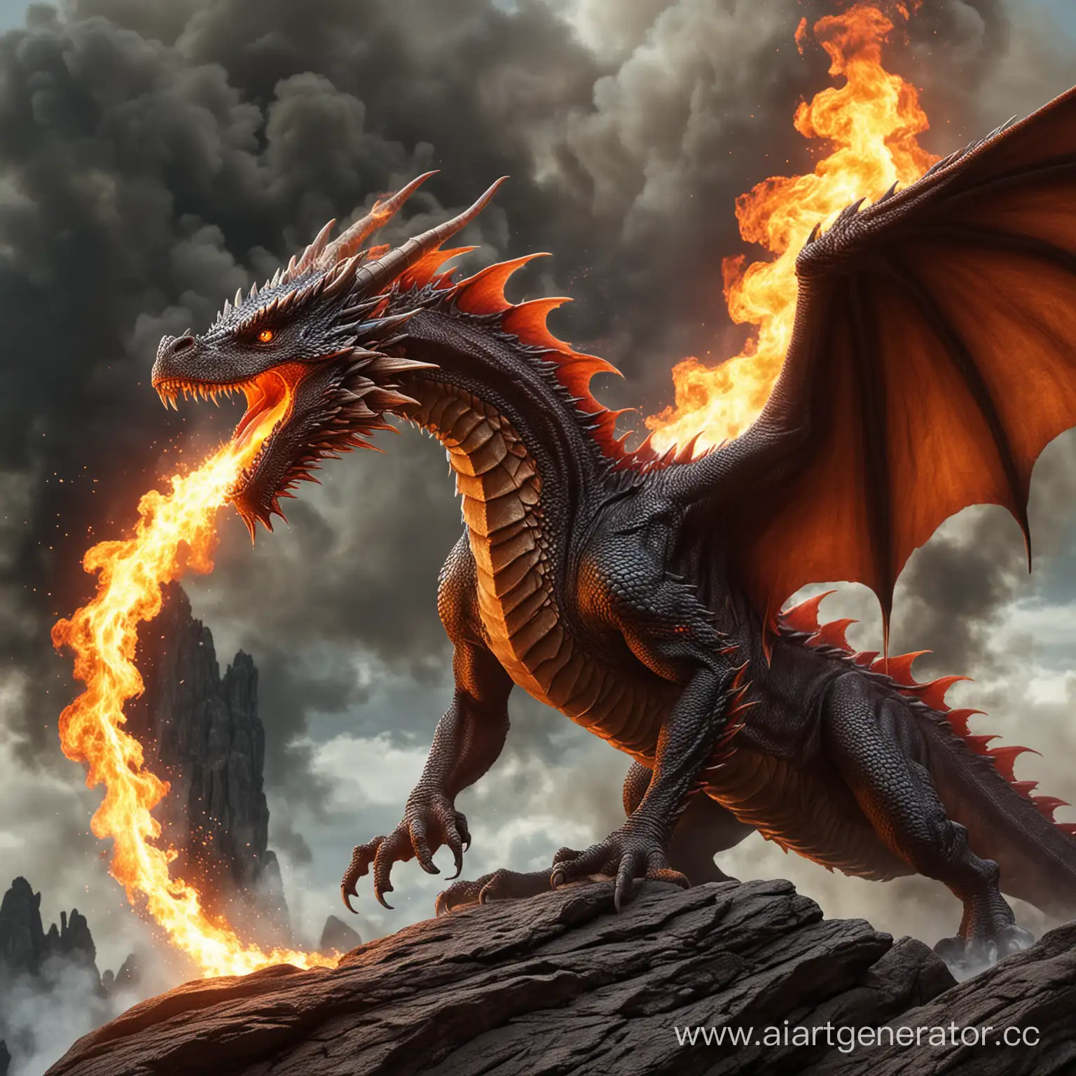 Majestic-FireBreathing-Dragon-in-Fiery-Landscape