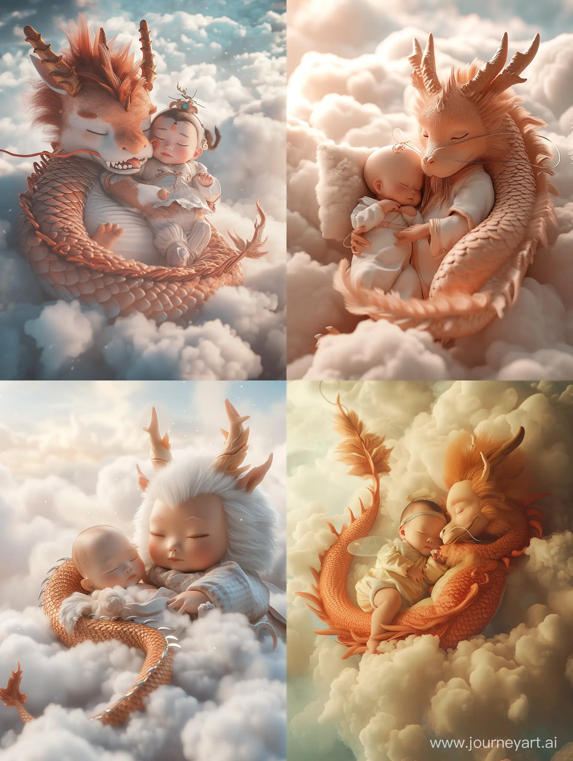Adorable-Baby-and-Dragon-Sleeping-in-Clouds-Translucent-Glass-Anime-Aesthetic