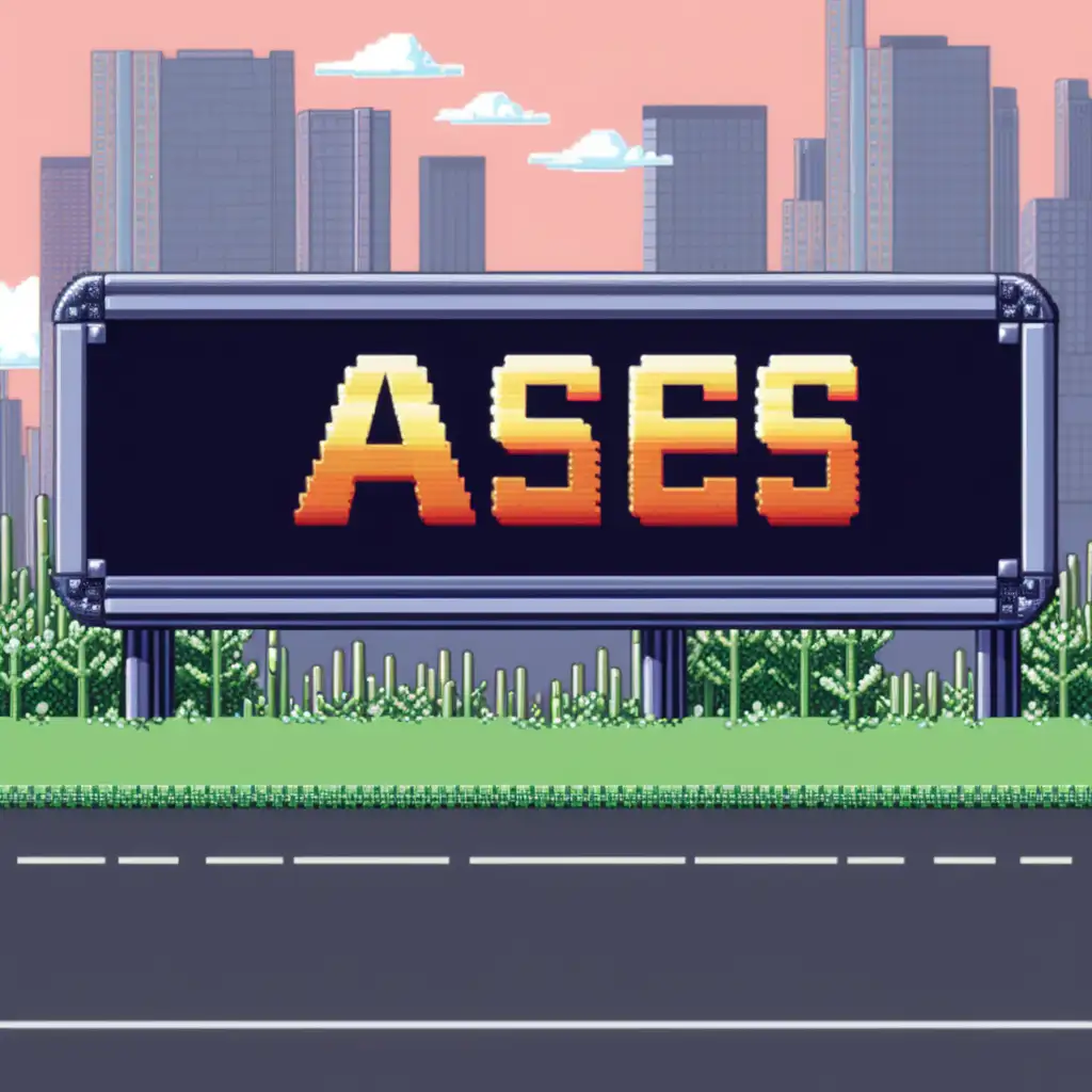 make a billboard saying  "ASES" on pixel art 8 bit format
