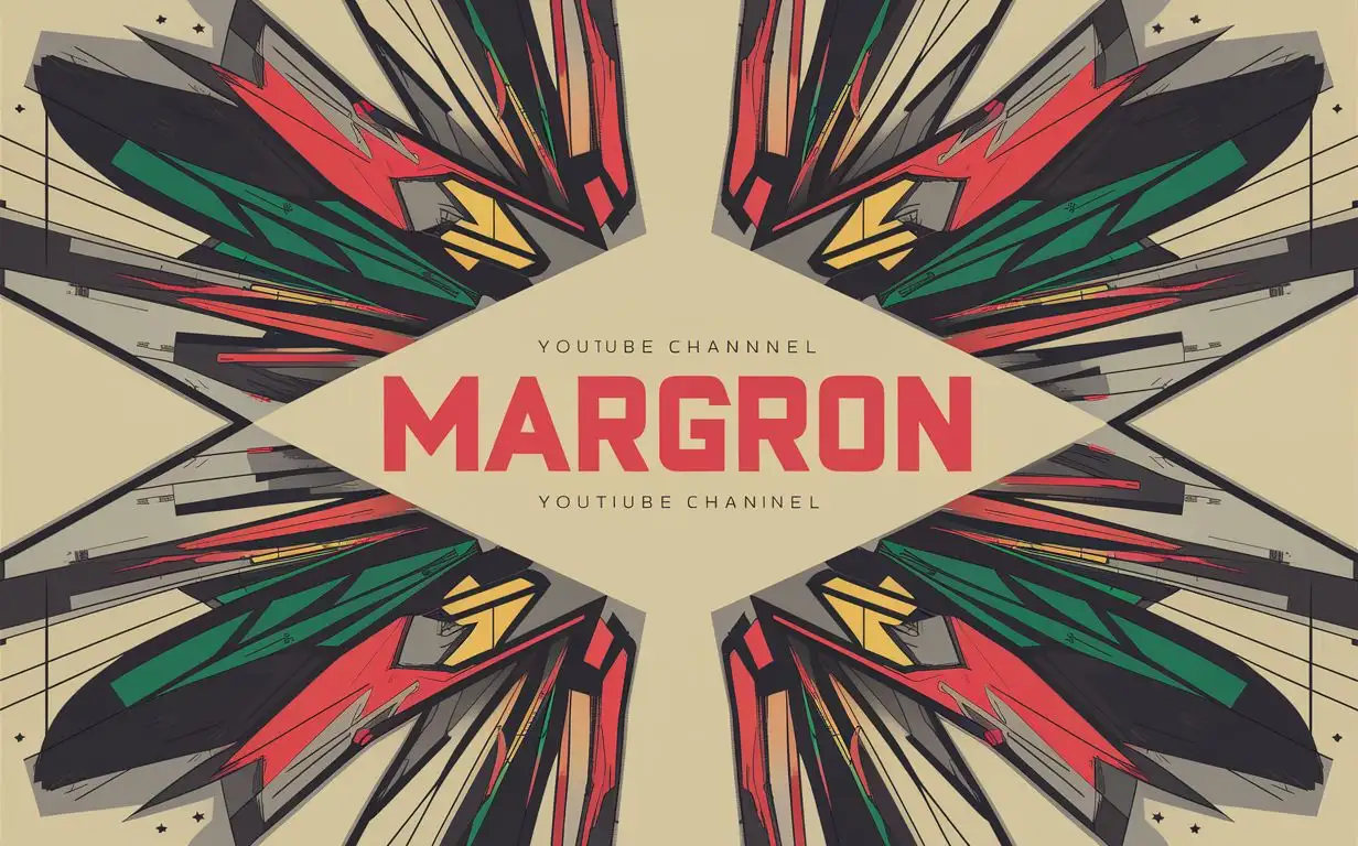 Обложка на Ютуб канал - Игровой арт стиль необычной стилистики с надписью по середине Margron