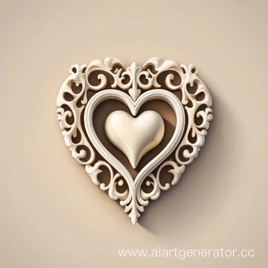 Simple logo of a 3D vintage frame heart, made of a bone oil.