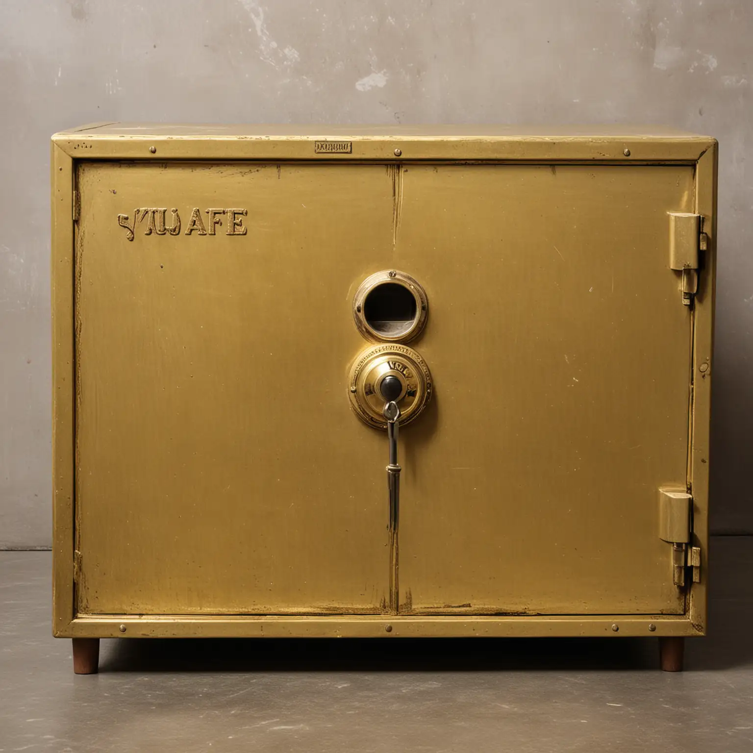 Luxurious Large Golden Safe with Engraved Inscription VAU