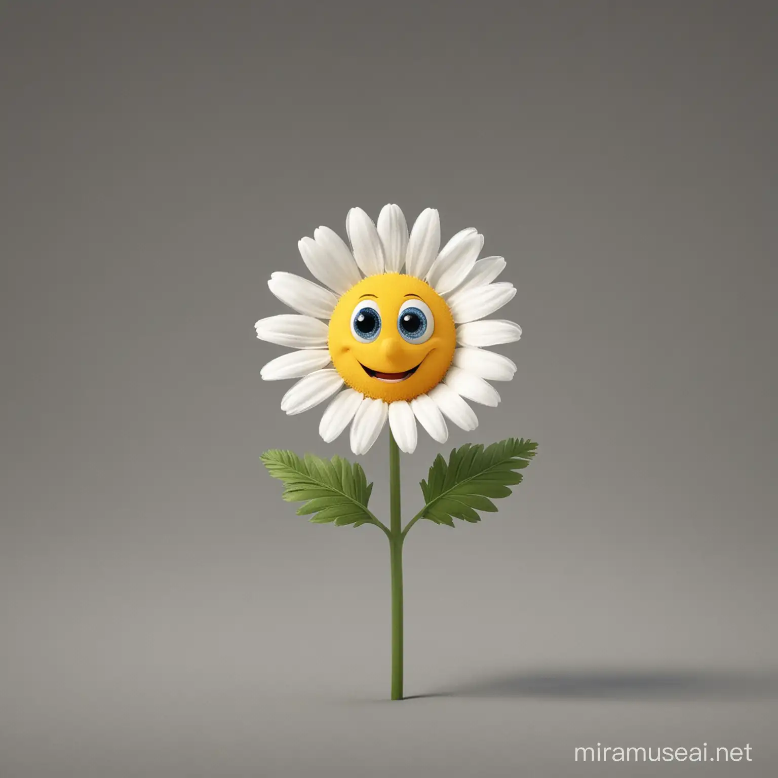 personaje animado de una flor de manzanilla 

