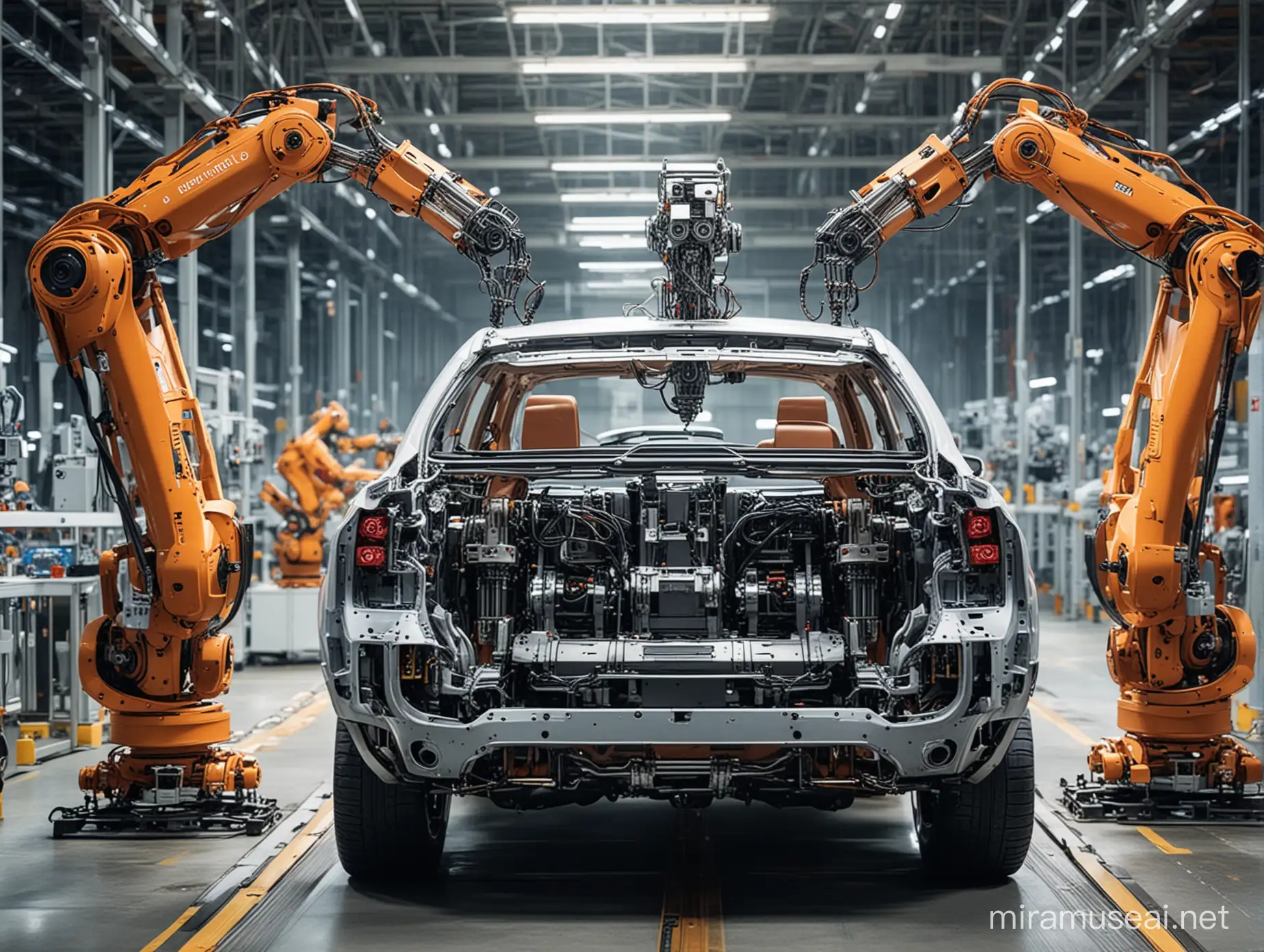Automation robots in car manufacturing industry