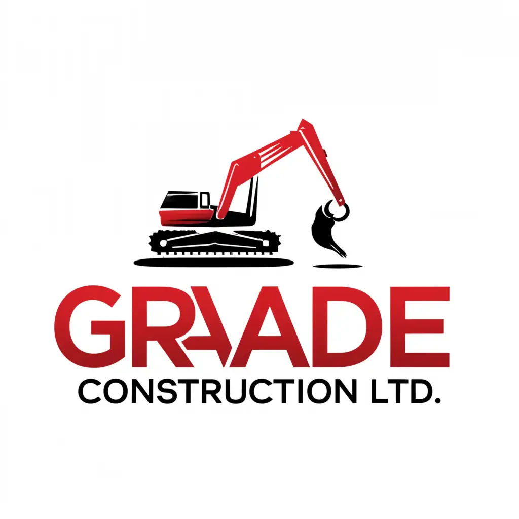 a logo design,with the text "Grande Construction Ltd.", main symbol:Description: Construction work, building construction and structures
Company slogan: Reliability and perfection
Company colors: Red and black
Additional features: Add any function related to construction,Moderate,clear background