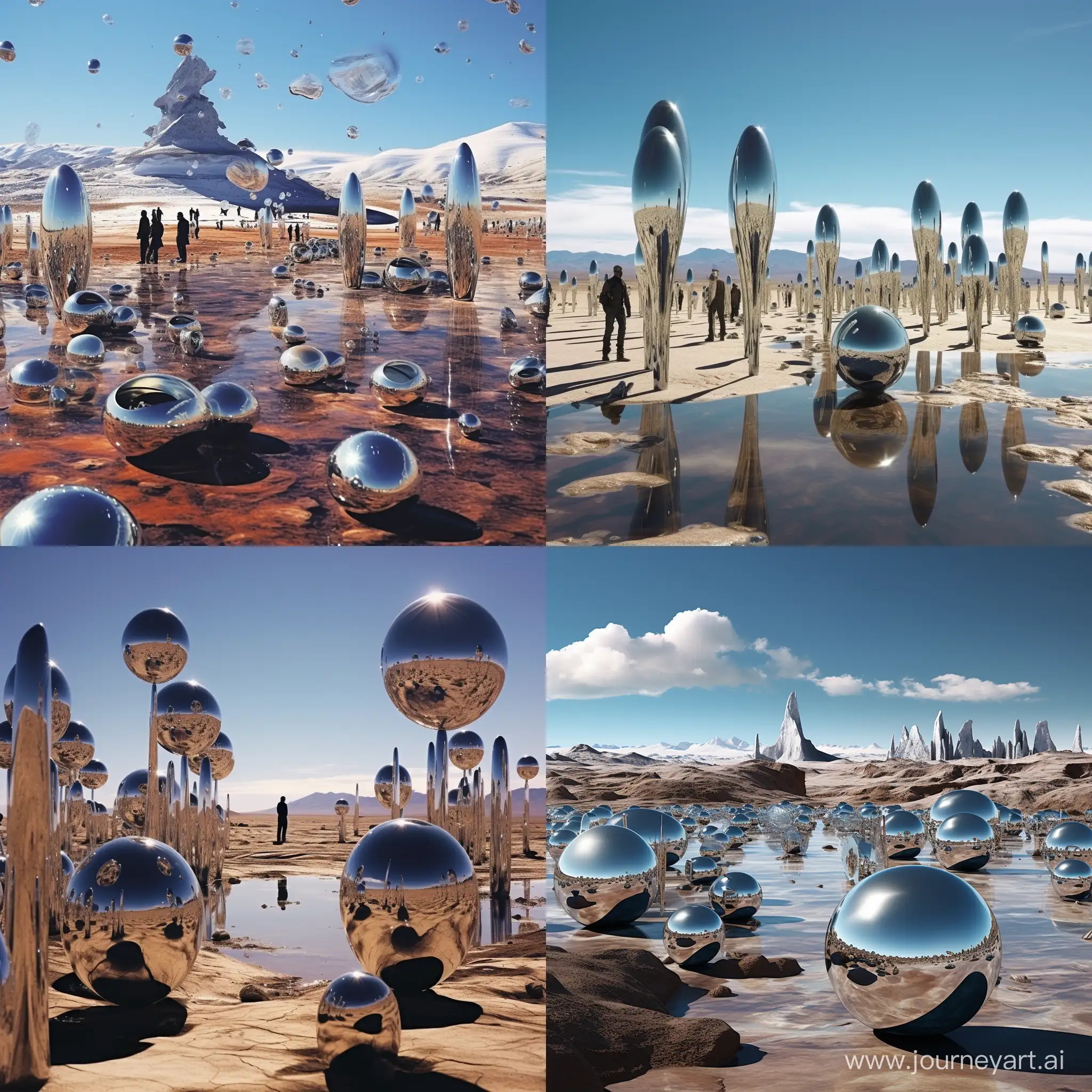 Surreal-Extraterrestrial-Landscape-with-Sparkling-Mirror-Figures