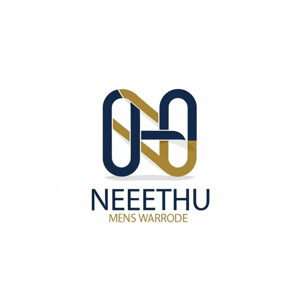 a logo design, with the text 'Neethu Men's Wardrobe', main symbol: NT is symbol, Moderate, clear background gold and navy blue color remove dotd and font is family
