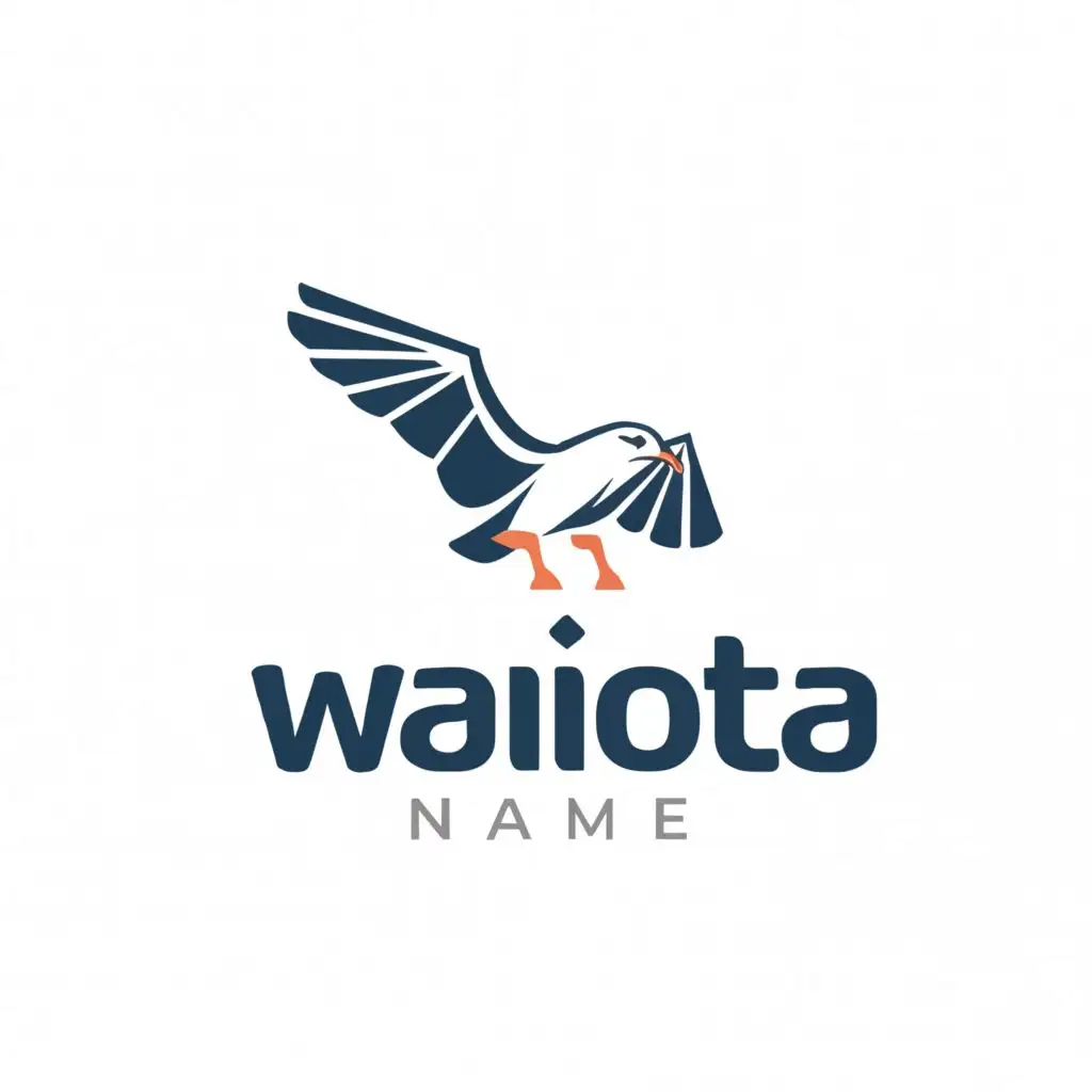 Create a corporate logo for WAIoTA name that combines elements of artificial intelligence success with elegance. Incorporate seagulls into the design, ensuring a seamless fusion of technology and artificial intelligence. The logo should exude professionalism, innovation, and success, reflecting WAIoTA's commitment to both artificial intelligence and corporate excellence