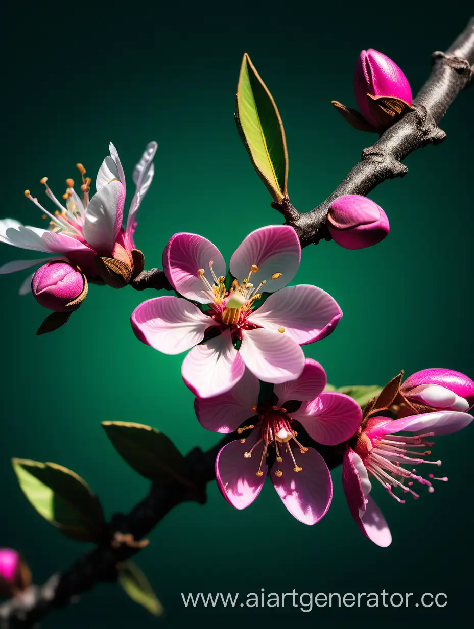 Almond-Blossom-8k-Elegant-Floral-Art-with-Royal-Green-and-Magenta-Background