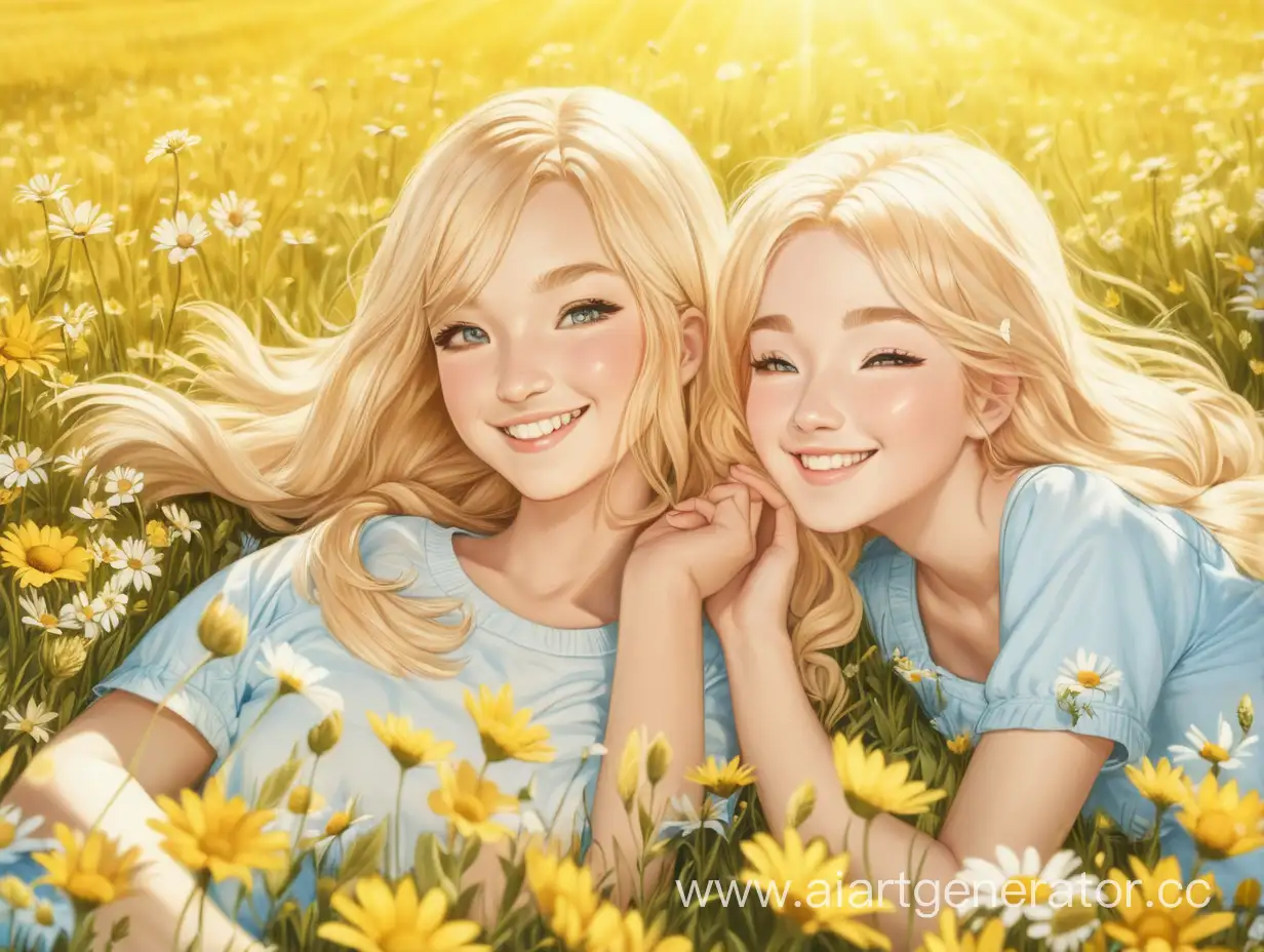 Blonde-Women-Enjoying-Sunny-Meadow-Bliss