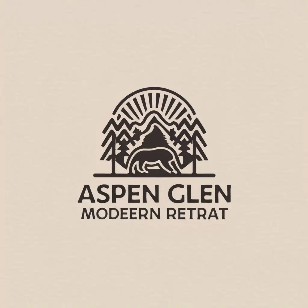 a logo design,with the text "Aspen Glen Modern Retreat", main symbol:Mountain, Bear and Tree,Minimalistic,be used in Travel industry,clear background