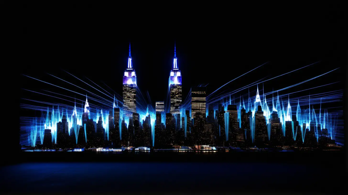 create New York, fiber optic light painting, long exposure, black background