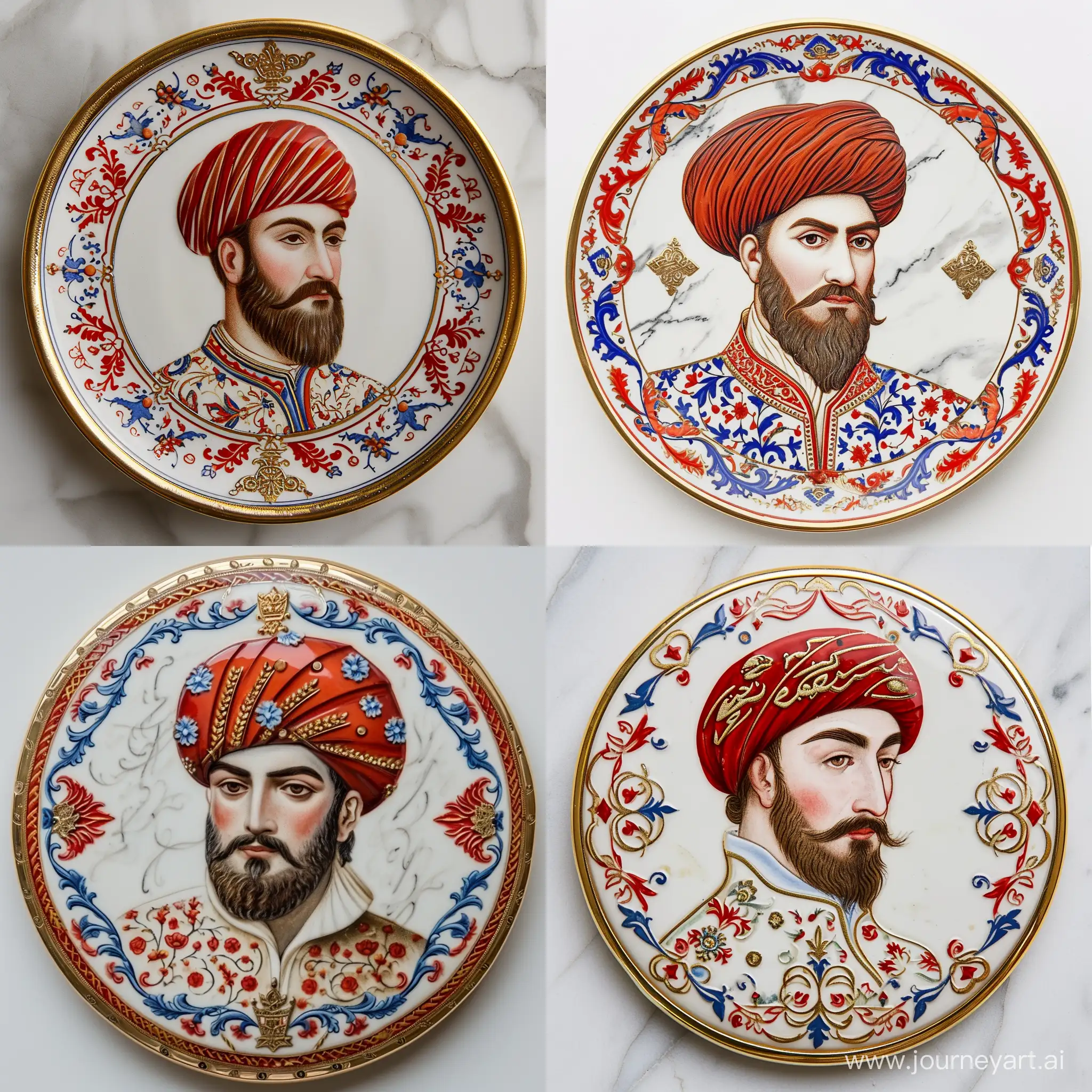 Safavid-Prince-Porcelain-Seal-with-Ottoman-Turban-and-Persian-Attire