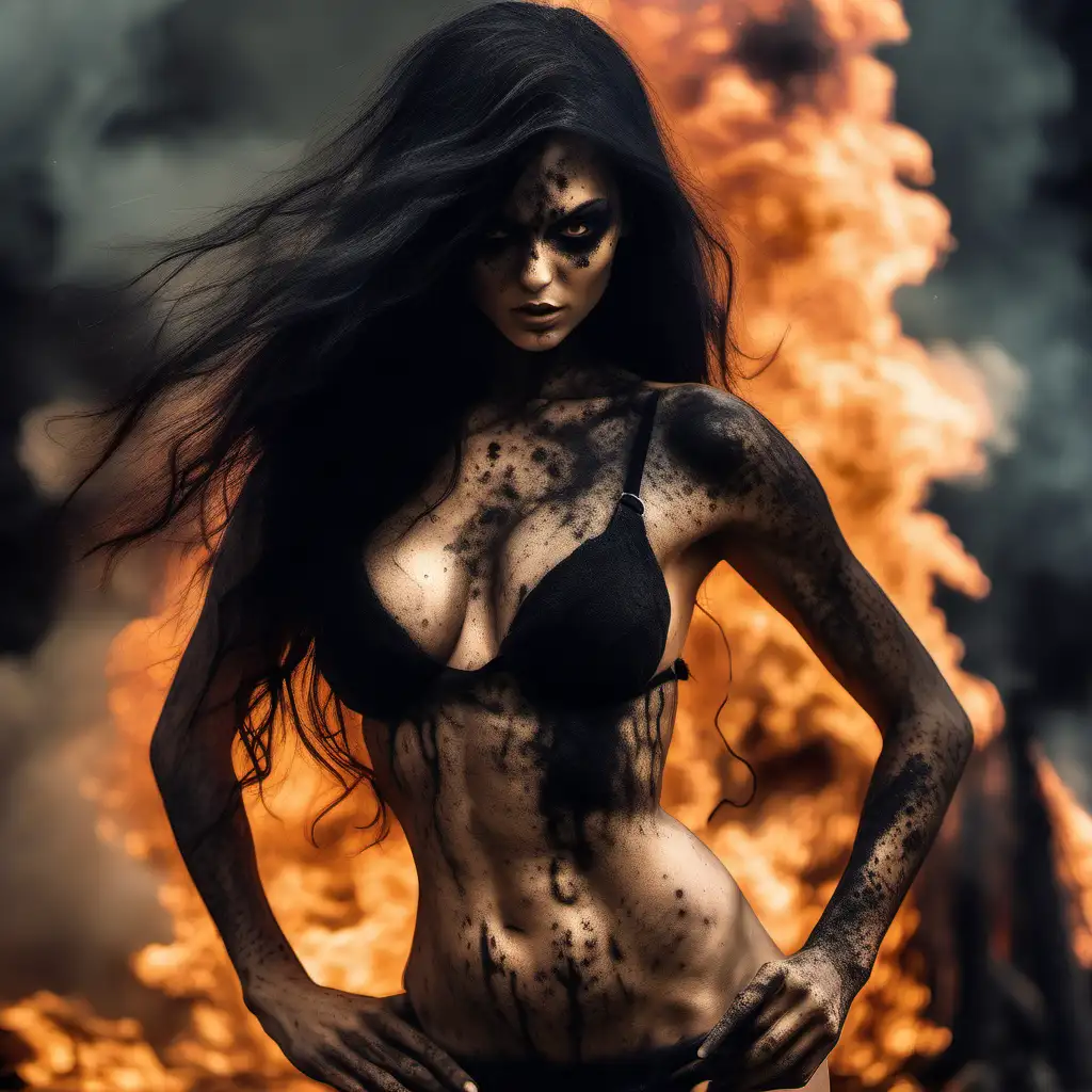 Sensual Witch Transformation Fiery Rebirth in Nature