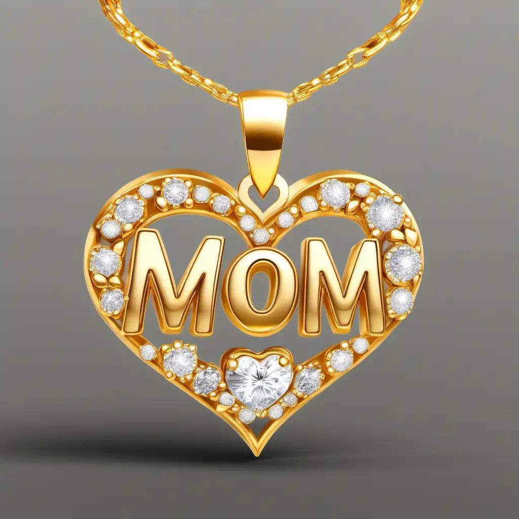 a beautiful pendant set(gold and diamonds) for mother's day, with word mom, love, heart, kiss, holding hands, hug, ui, ux, ui/ux, website--v 4 --ar 2:3
