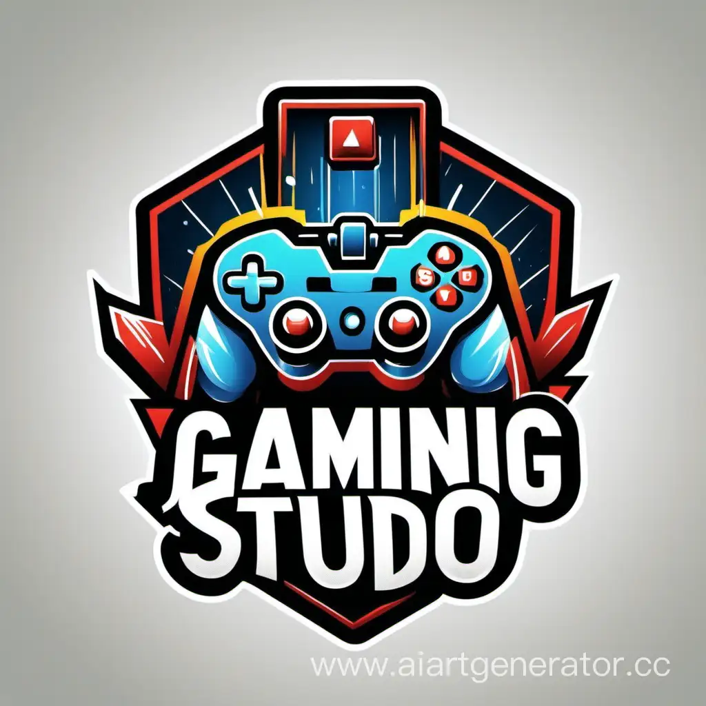 draw a logo for a gaming studio that features a joystick and screen