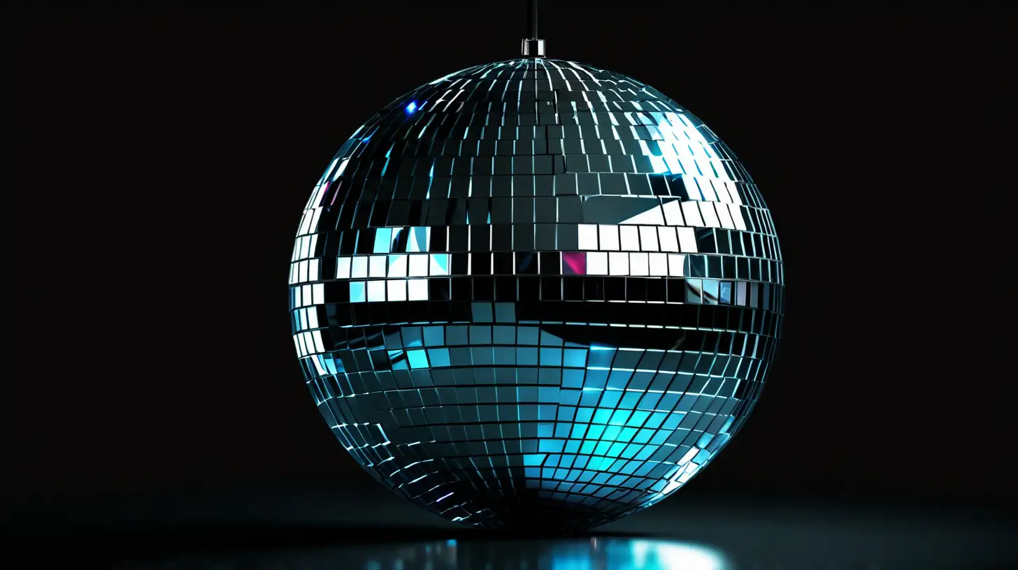 Sleek Futuristic Disco Mirror Ball Illuminating Black Space