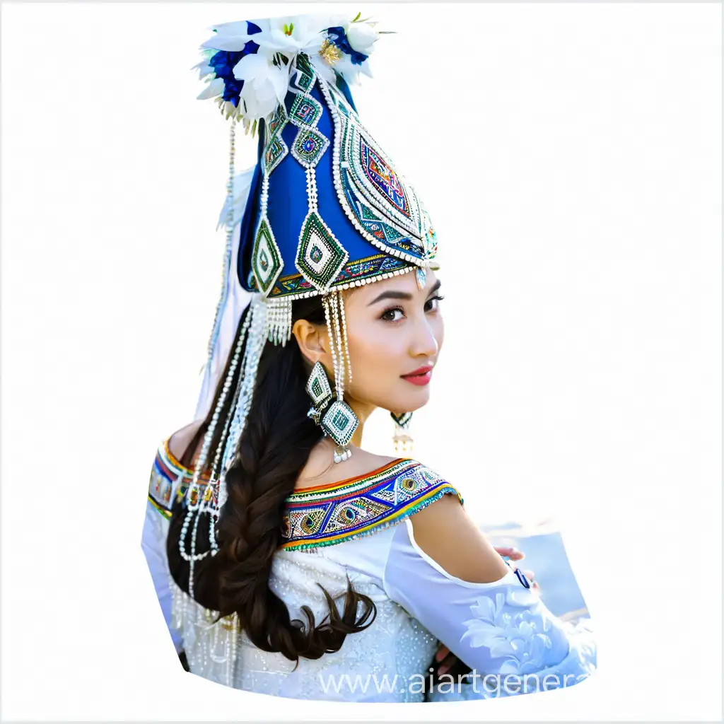 Traditional-Kazakh-Bride-in-Saukele-and-National-Costume