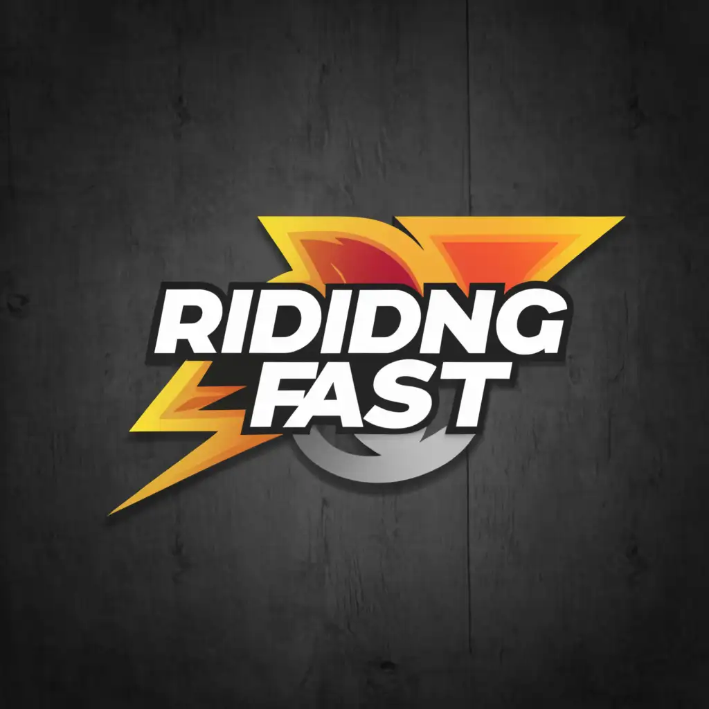a logo design,with the text "RIDING FAST", main symbol:lightning/fire,Moderate,clear background