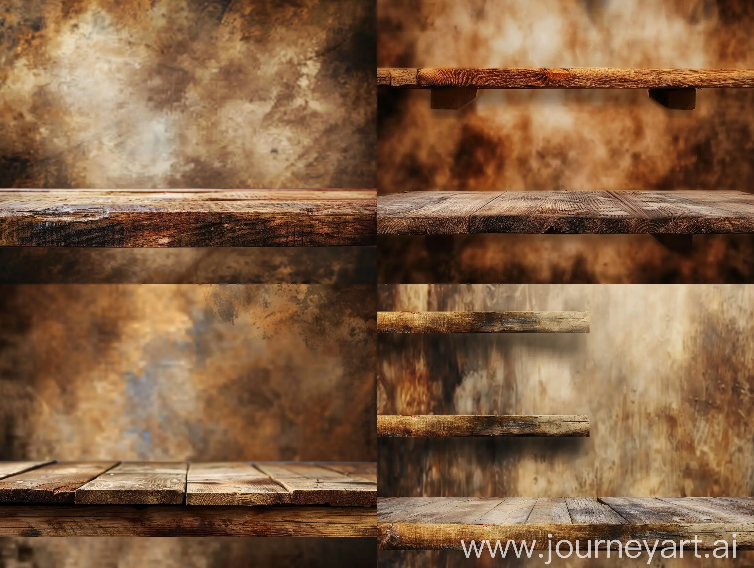 Vintage-Wooden-Shelves-on-Grunge-Brown-Background